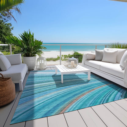 Addison Rugs Waves Teal Washable Indoor-Outdoor Rug