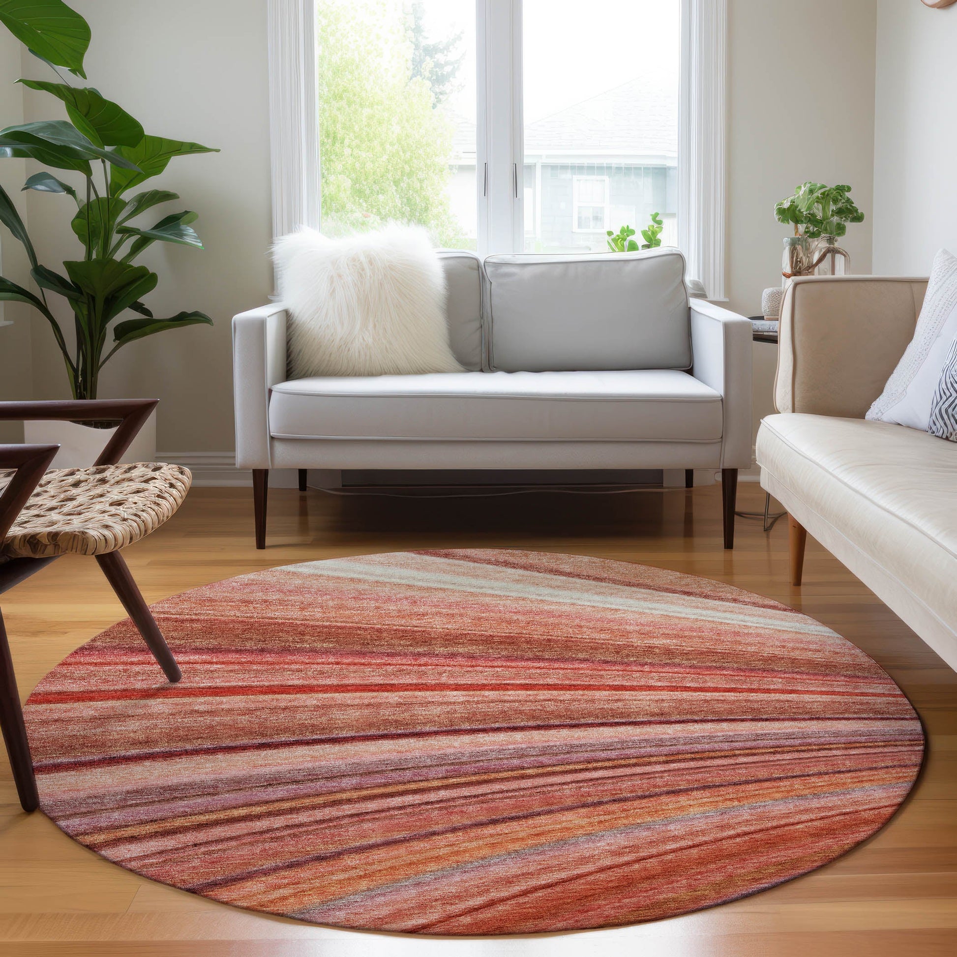 Addison Rugs Waves Terracotta Indoor-Outdoor with Matching Throw