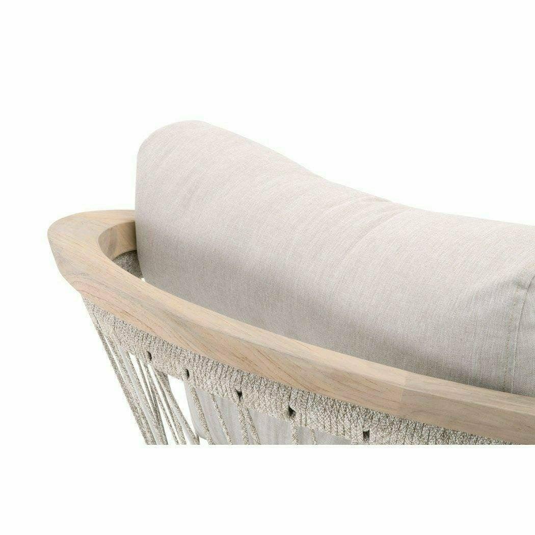 Web Outdoor Club Chair Taupe & White Flat Rope Pumice Gray Teak