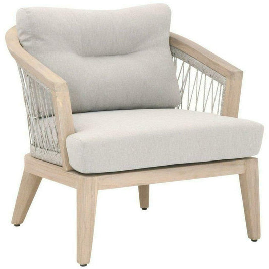 Web Outdoor Club Chair Taupe & White Flat Rope Pumice Gray Teak Outdoor Lounge Chairs Sideboards and Things By Essentials For Living