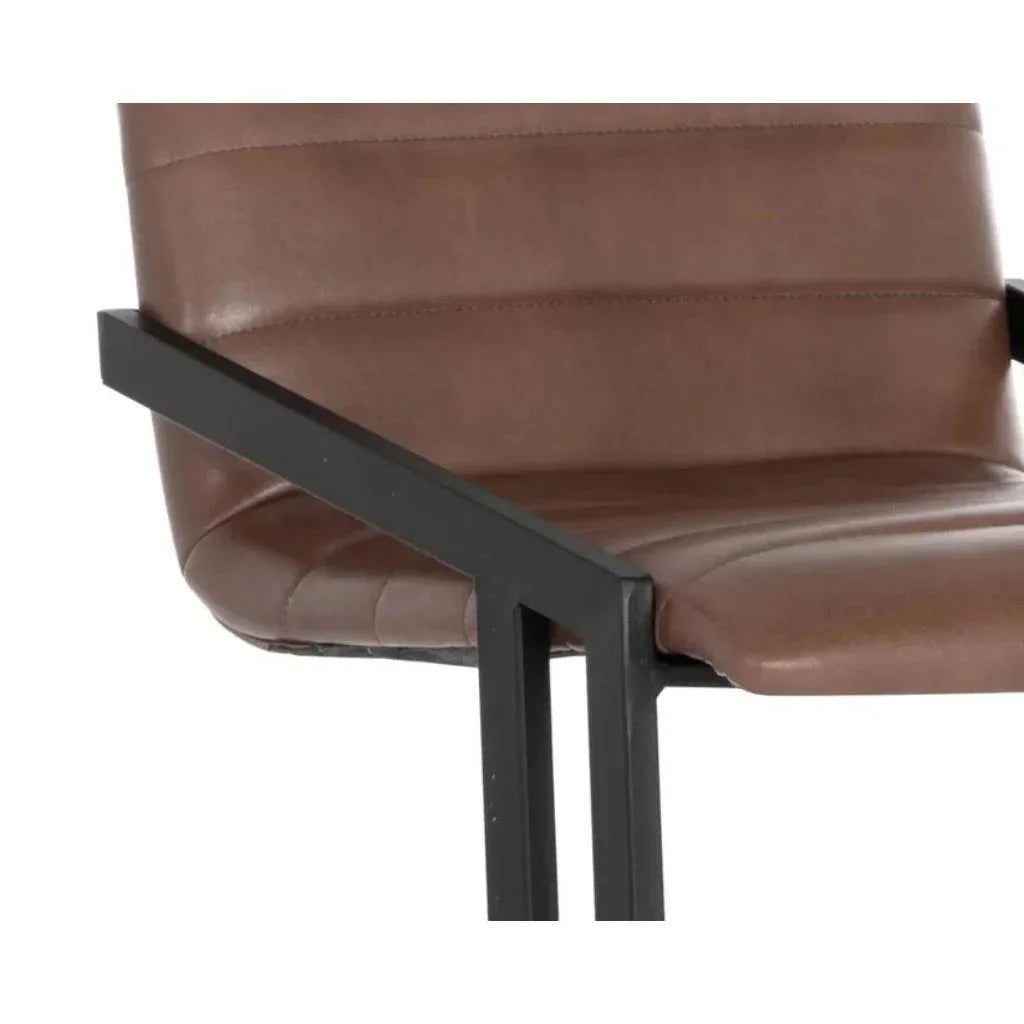 Webber Industrial Chic Leather Barstool - LOOMLAN - SUNPAN - Bar Stools