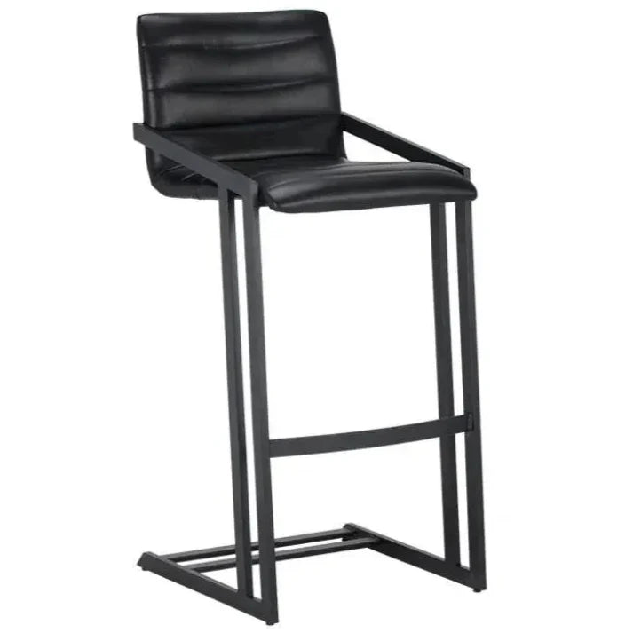 Webber Industrial Chic Leather Barstool - LOOMLAN - SUNPAN - Bar Stools