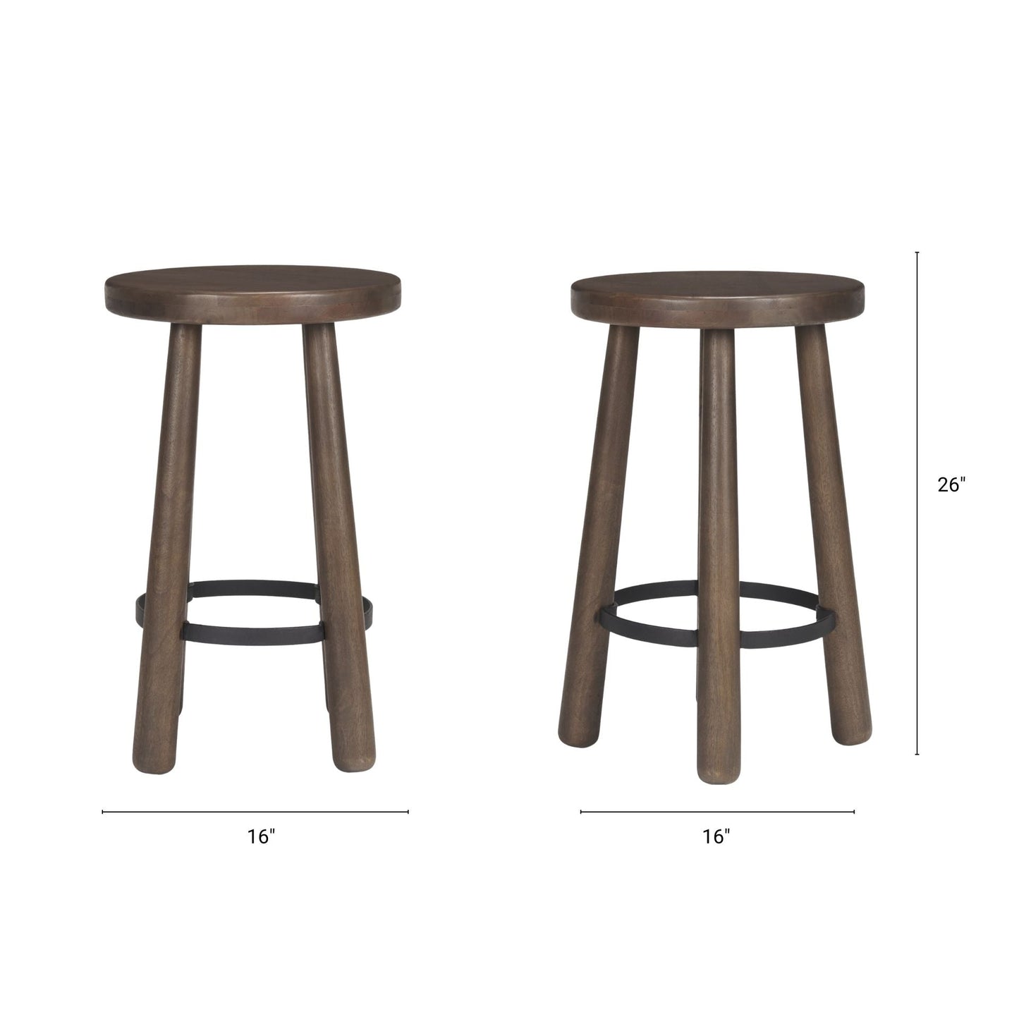 Weldon Dark Brown Wood Counter Stool