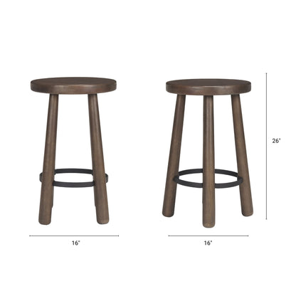 Weldon Dark Brown Wood Counter Stool