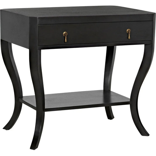 Noir Weldon Wood Black Round Side Table