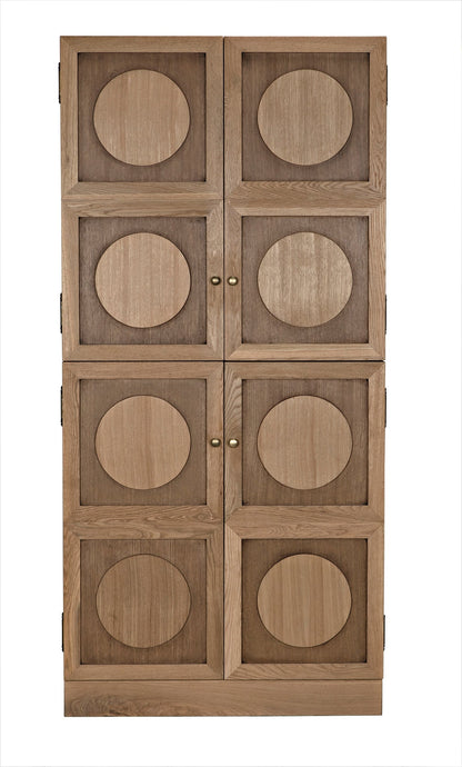 Wellington Hutch Armoire Tall Bookcase Cabinet, White Oak-Bookcases-Noir-Sideboards and Things