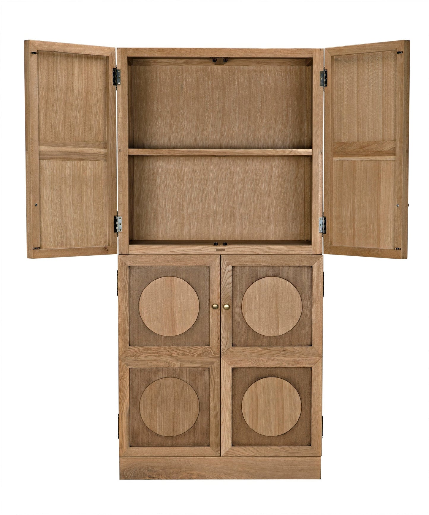 Wellington Hutch Armoire Tall Bookcase Cabinet, White Oak-Bookcases-Noir-Sideboards and Things