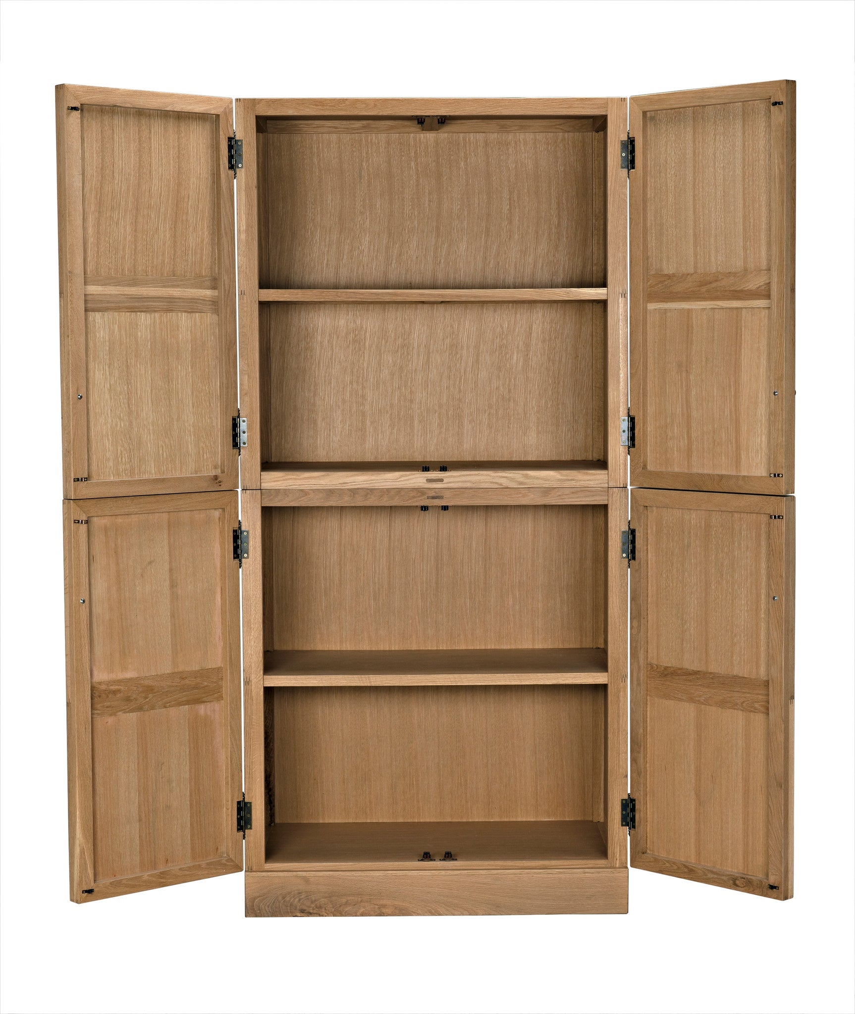 Wellington Hutch Armoire Tall Bookcase Cabinet, White Oak-Bookcases-Noir-Sideboards and Things