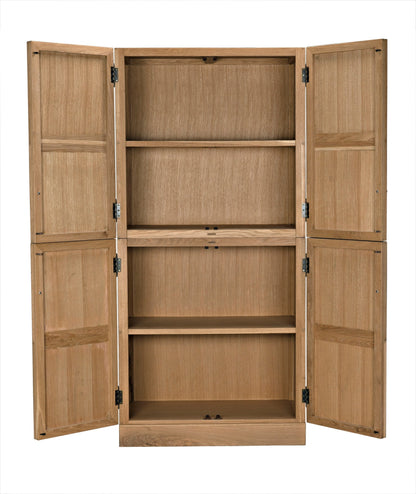 Wellington Hutch Armoire Tall Bookcase Cabinet, White Oak-Bookcases-Noir-Sideboards and Things