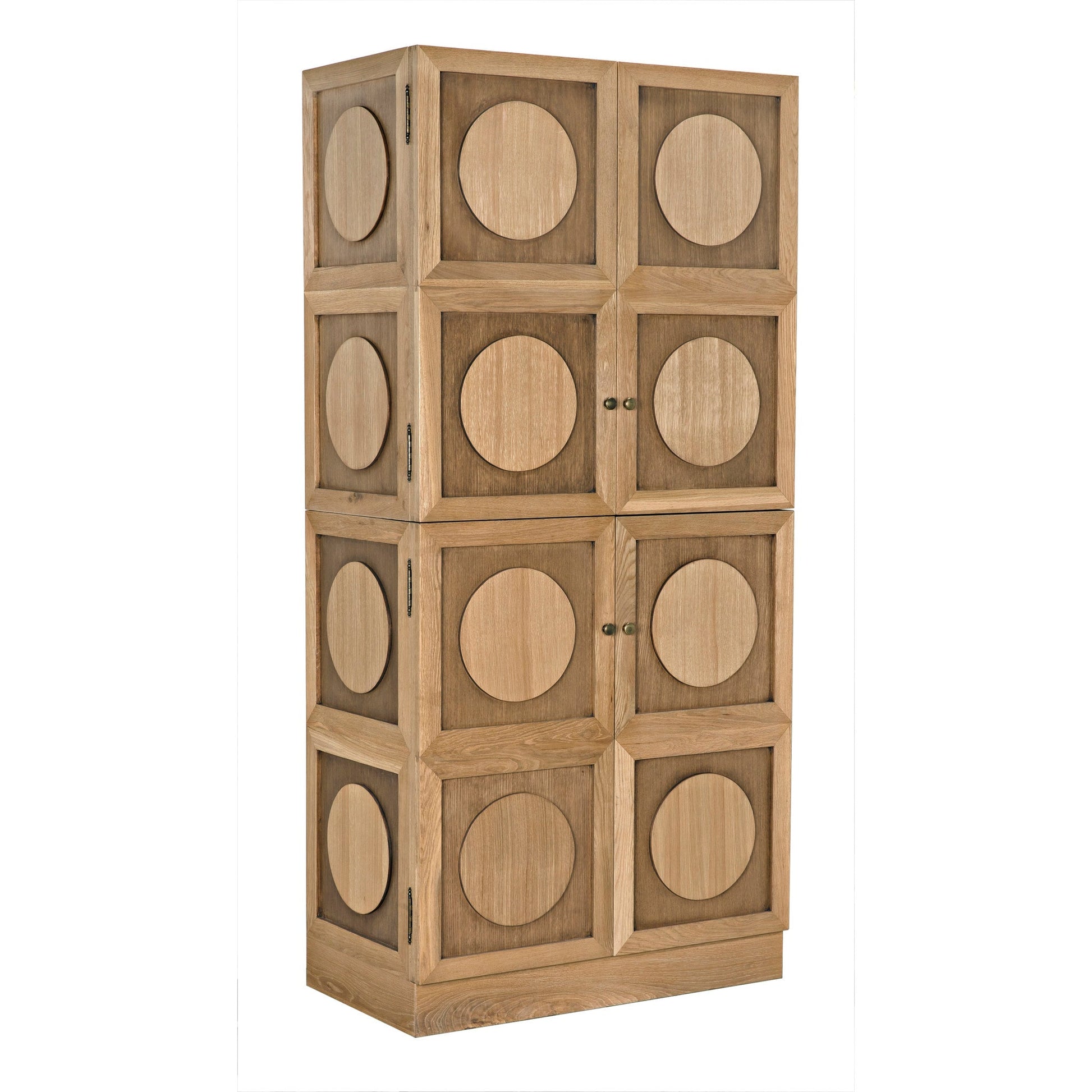 Wellington Hutch Armoire Tall Bookcase Cabinet, White Oak-Bookcases-Noir-Sideboards and Things