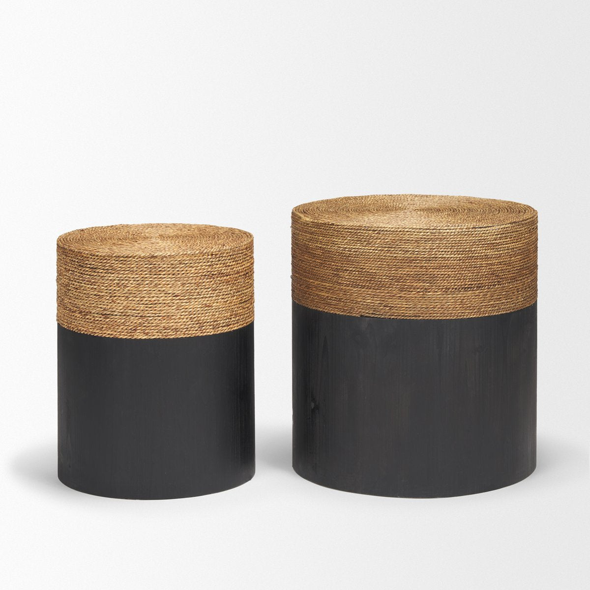 Mercana Wenopa Matte Black Round Accent Table 2PC