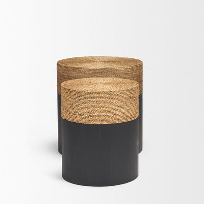 Mercana Wenopa Matte Black Round Accent Table 2PC