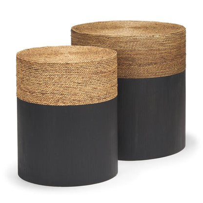 Mercana Wenopa Matte Black Round Accent Table 2PC