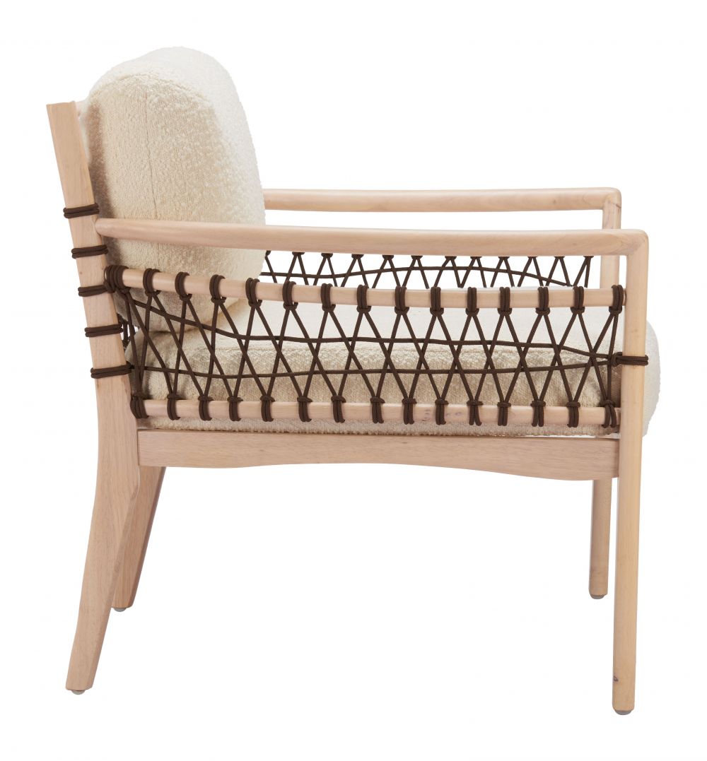Zuo Modern Wezly Ivory Textured Fabric Accent Chair