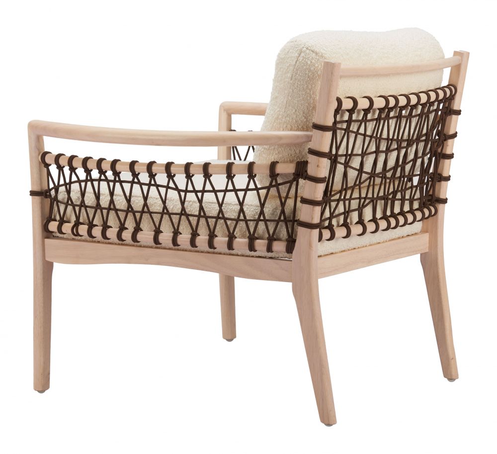 Zuo Modern Wezly Ivory Textured Fabric Accent Chair