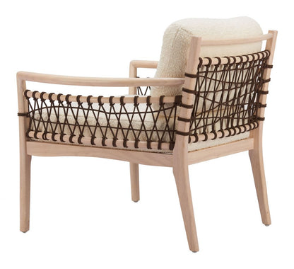 Zuo Modern Wezly Ivory Textured Fabric Accent Chair