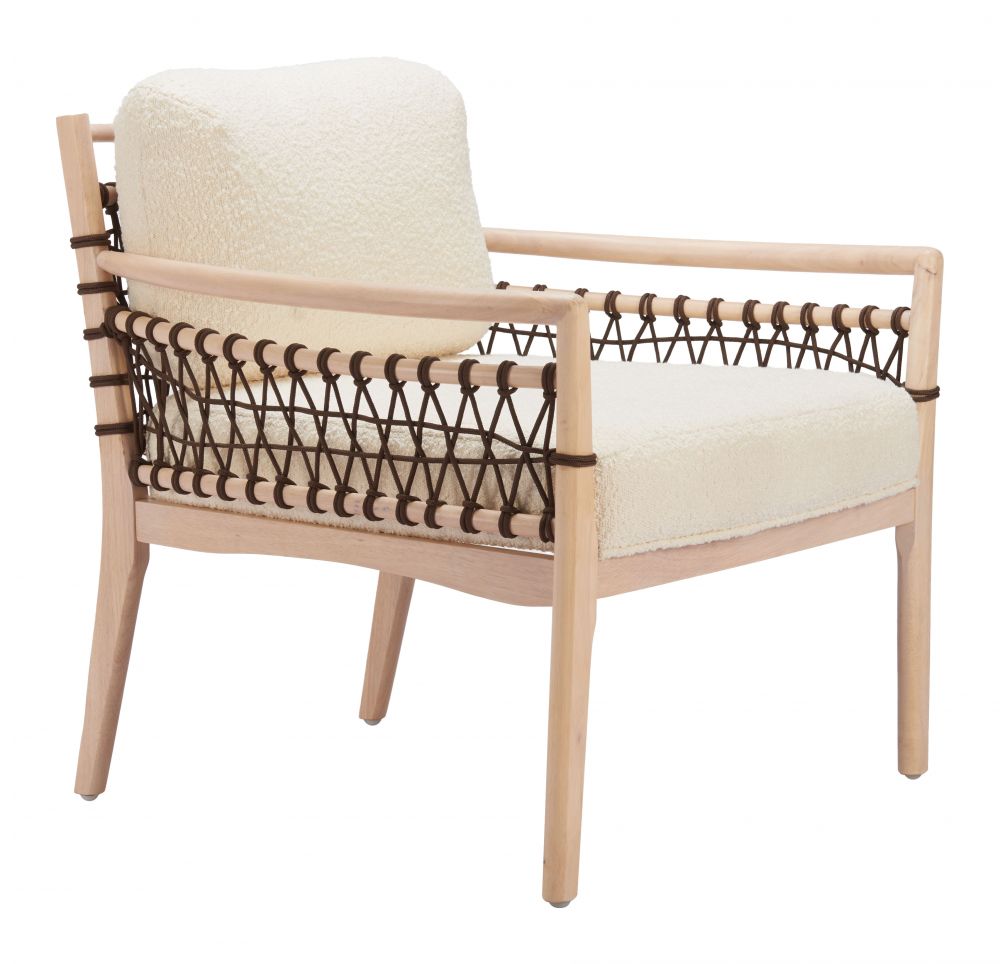 Zuo Modern Wezly Ivory Textured Fabric Accent Chair