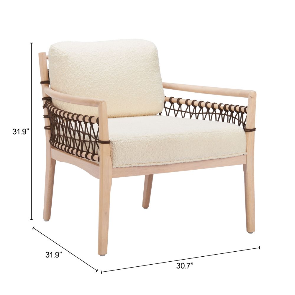 Zuo Modern Wezly Ivory Textured Fabric Accent Chair
