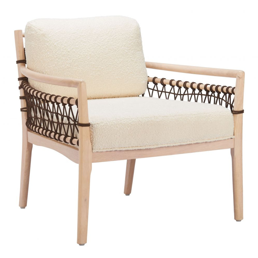 Zuo Modern Wezly Ivory Textured Fabric Accent Chair