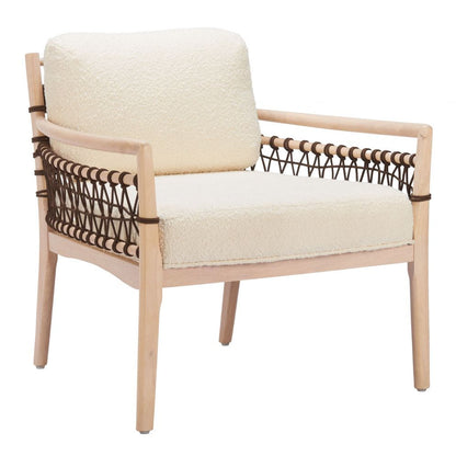 Zuo Modern Wezly Ivory Textured Fabric Accent Chair