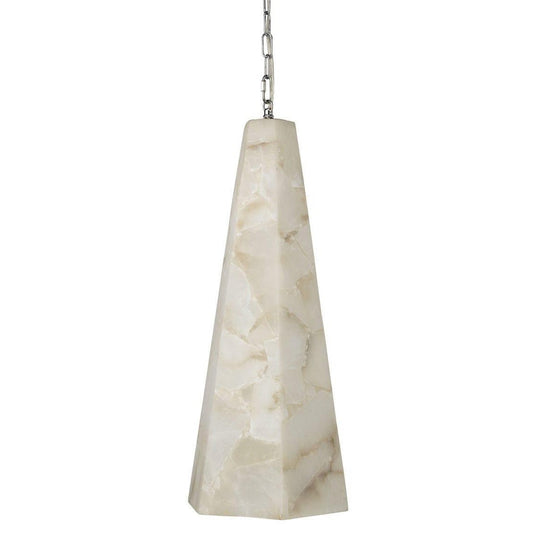 White Alabaster Borealis Tall Hexagon Pendant Pendants Sideboards and Things By Jamie Young