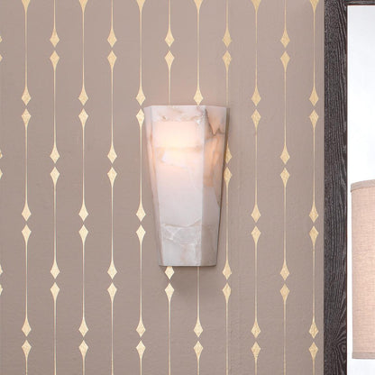 White Alabaster Borealis Tall Hexagon Wall Sconce Wall Sconces Sideboards and Things By Jamie Young