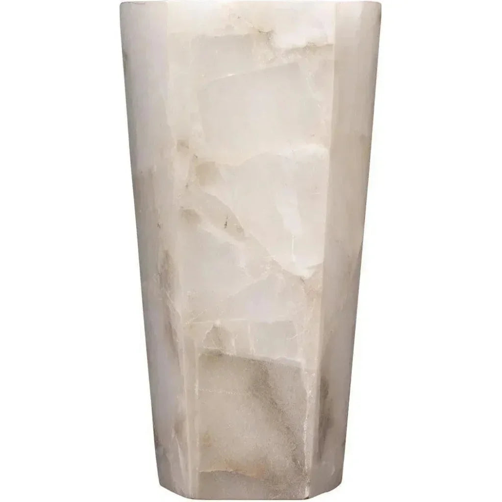 Jamie Young White Alabaster Borealis Tall Hexagon Wall Sconce