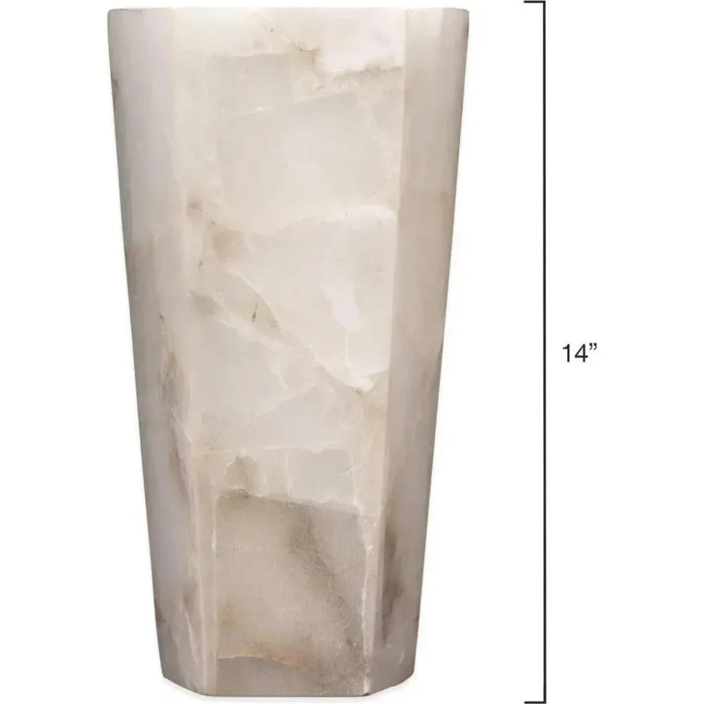 Jamie Young White Alabaster Borealis Tall Hexagon Wall Sconce