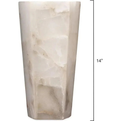 Jamie Young White Alabaster Borealis Tall Hexagon Wall Sconce