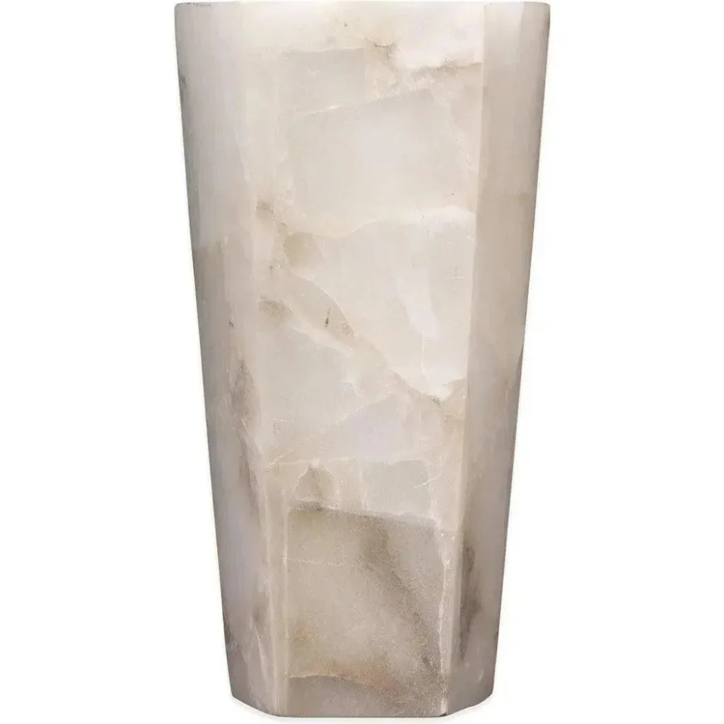 Jamie Young White Alabaster Borealis Tall Hexagon Wall Sconce