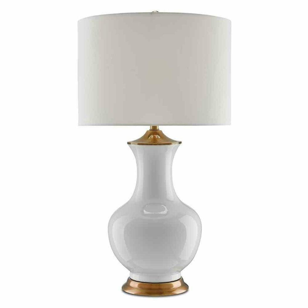 White Antique Brass Lilou White Table Lamp Table Lamps Sideboards and Things By Currey & Co