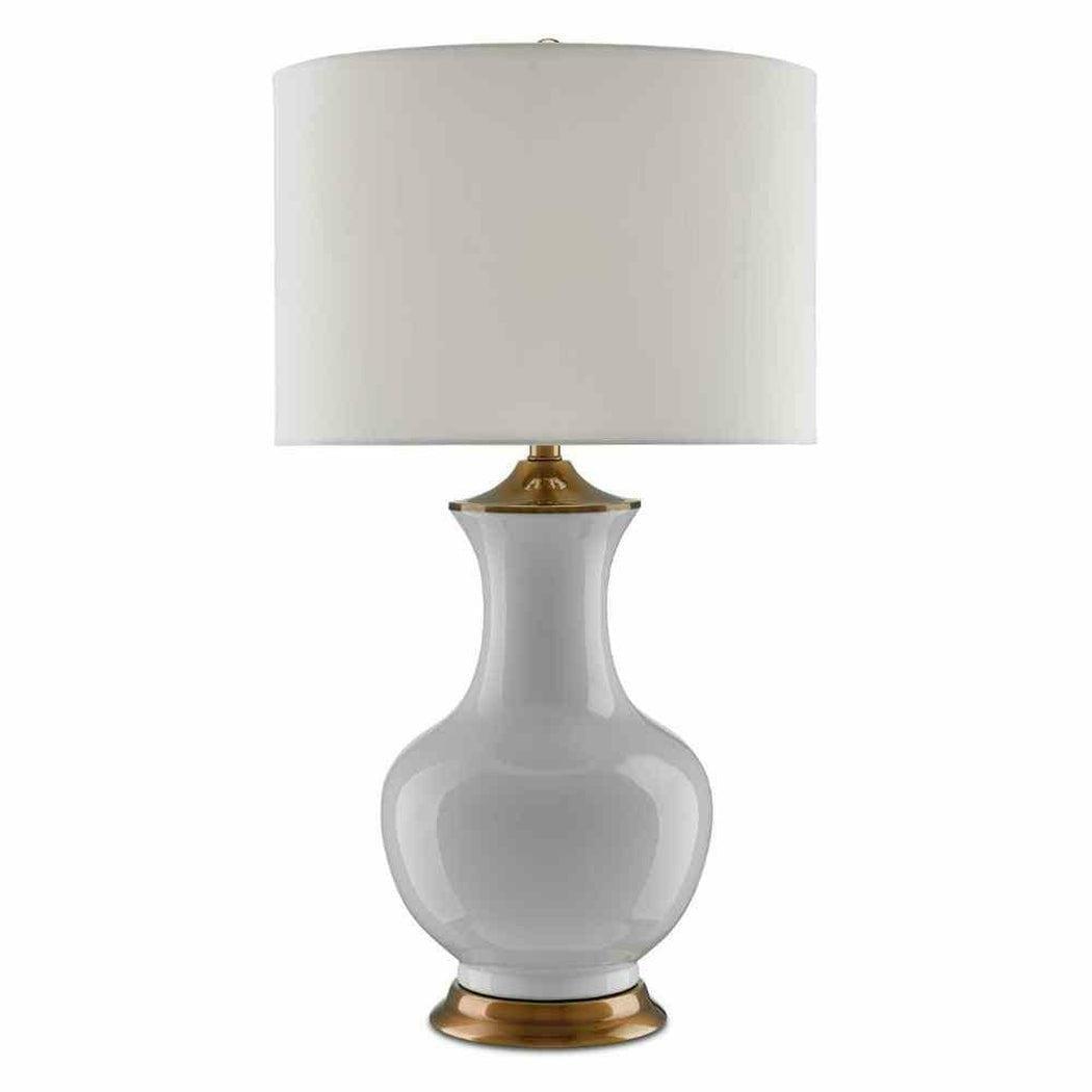 White Antique Brass Lilou White Table Lamp Table Lamps Sideboards and Things By Currey & Co