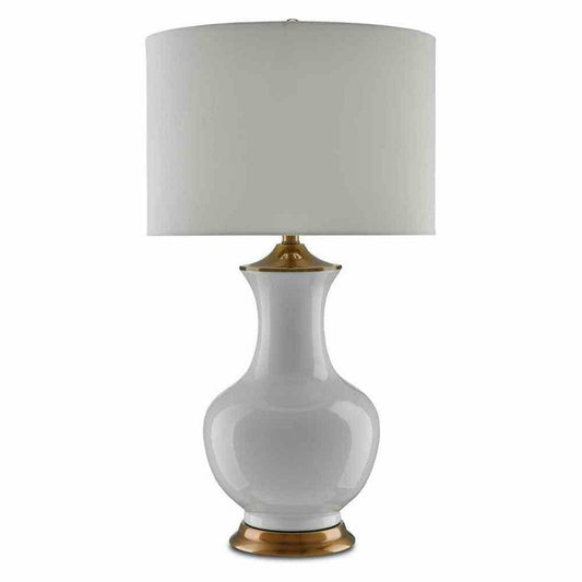 White Antique Brass Lilou White Table Lamp Table Lamps Sideboards and Things By Currey & Co