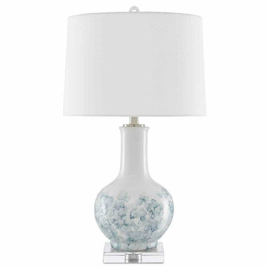 White Blue Clear Polished Nickel Myrtle Table Lamp Table Lamps Sideboards and Things By Currey & Co