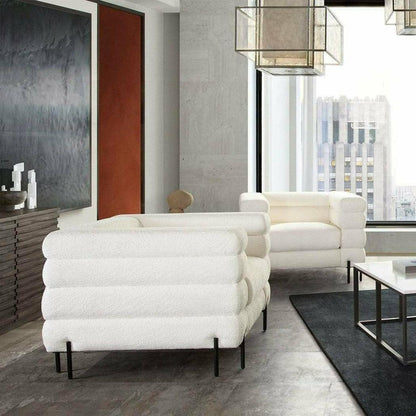 White Boucle Sherpa Low Profile Club Chair With Throw Pillow Club Chairs Sideboards and Things  By Diamond Sofa