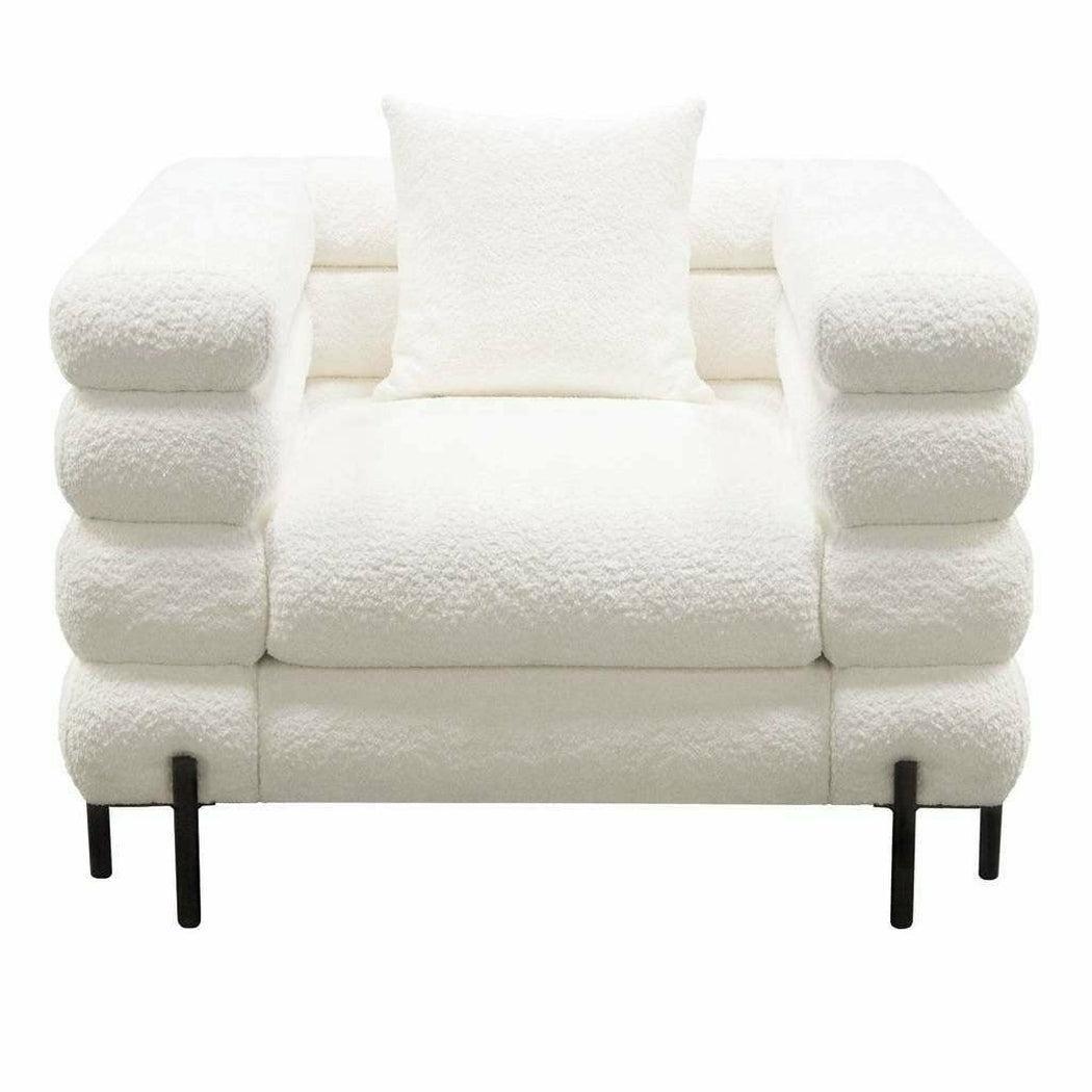 White Boucle Sherpa Low Profile Club Chair With Throw Pillow Club Chairs Sideboards and Things  By Diamond Sofa