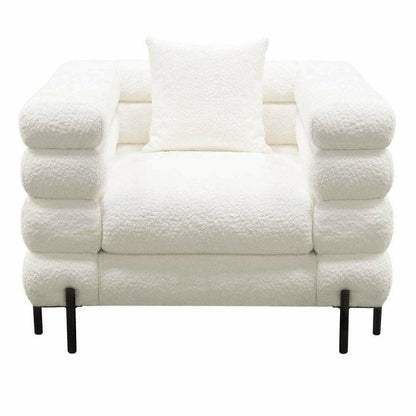 White Boucle Sherpa Low Profile Club Chair With Throw Pillow Club Chairs Sideboards and Things  By Diamond Sofa