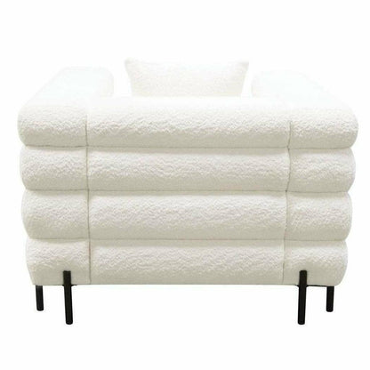 White Boucle Sherpa Low Profile Club Chair With Throw Pillow Club Chairs Sideboards and Things  By Diamond Sofa