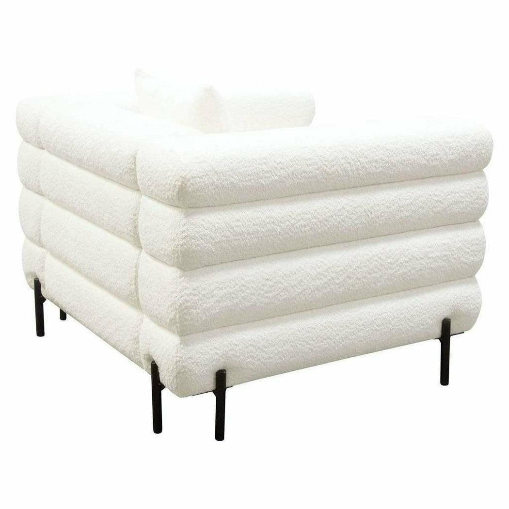 White Boucle Sherpa Low Profile Club Chair With Throw Pillow Club Chairs Sideboards and Things  By Diamond Sofa