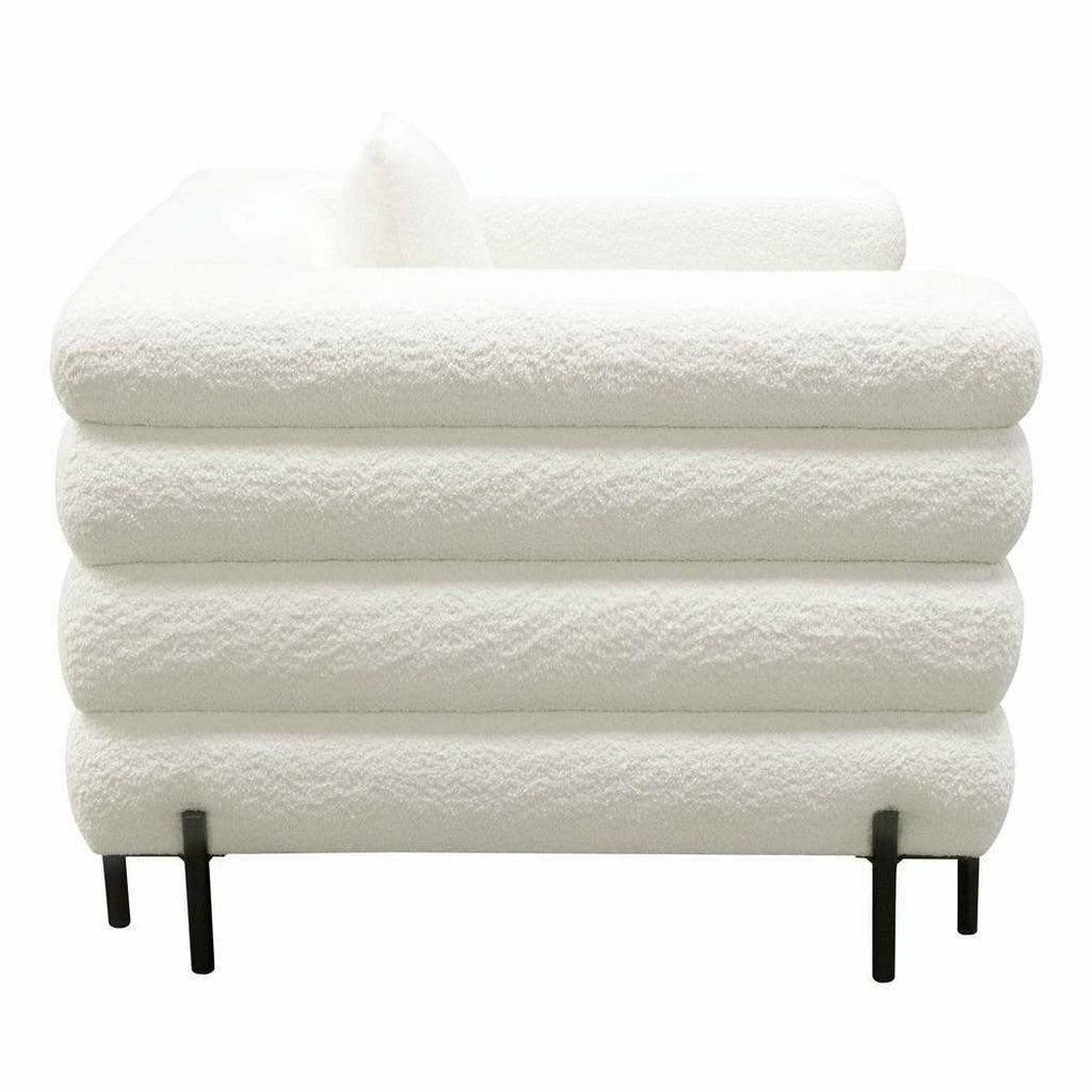 White Boucle Sherpa Low Profile Club Chair With Throw Pillow Club Chairs Sideboards and Things  By Diamond Sofa