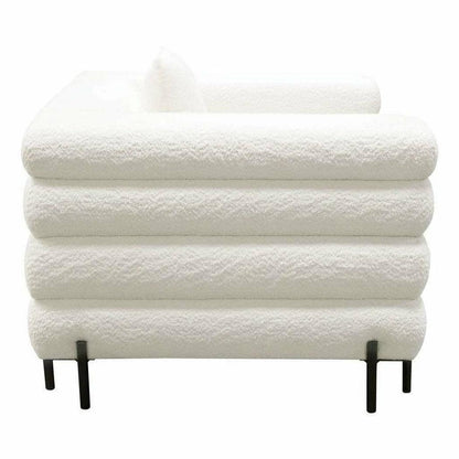 White Boucle Sherpa Low Profile Club Chair With Throw Pillow Club Chairs Sideboards and Things  By Diamond Sofa