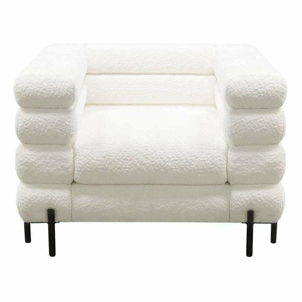 White Boucle Sherpa Low Profile Club Chair With Throw Pillow Club Chairs Sideboards and Things  By Diamond Sofa