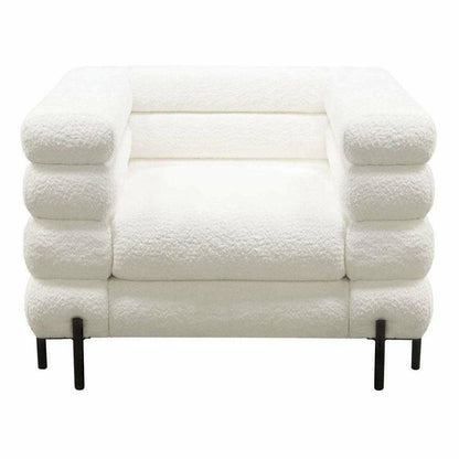 White Boucle Sherpa Low Profile Club Chair With Throw Pillow Club Chairs Sideboards and Things  By Diamond Sofa