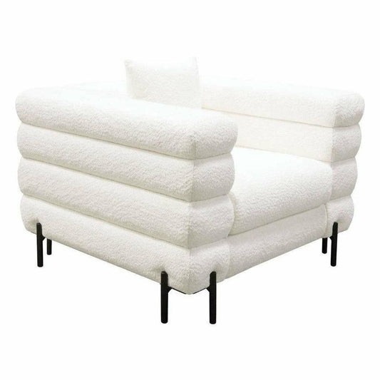 White Boucle Sherpa Low Profile Club Chair With Throw Pillow Club Chairs Sideboards and Things  By Diamond Sofa