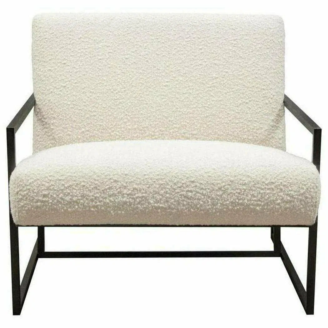 White Boucle Sherpa Slipper Chair with Black Metal Frame Club Chairs Sideboards and Things  By Diamond Sofa