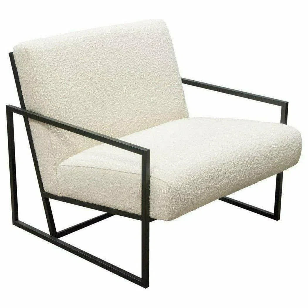 White Boucle Sherpa Slipper Chair with Black Metal Frame Club Chairs Sideboards and Things  By Diamond Sofa