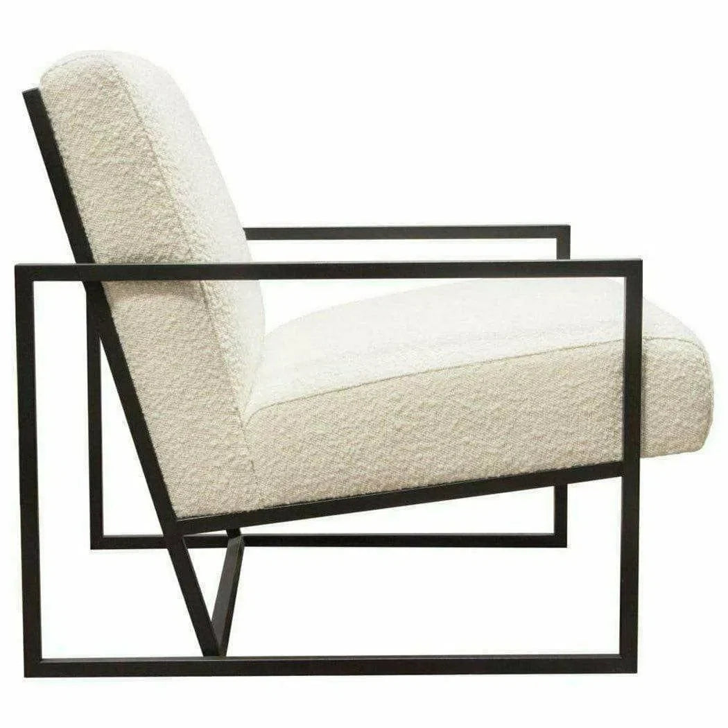 White Boucle Sherpa Slipper Chair with Black Metal Frame Club Chairs Sideboards and Things  By Diamond Sofa