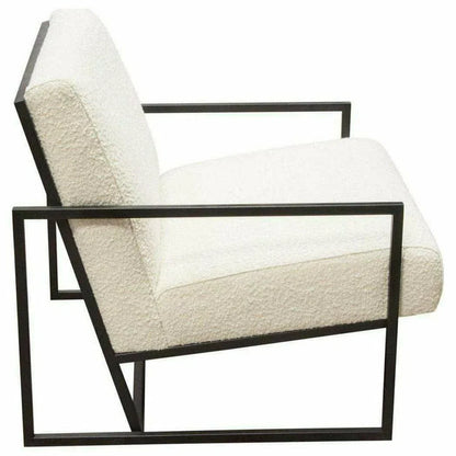 White Boucle Sherpa Slipper Chair with Black Metal Frame Club Chairs Sideboards and Things  By Diamond Sofa