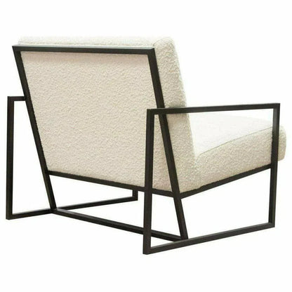 White Boucle Sherpa Slipper Chair with Black Metal Frame Club Chairs Sideboards and Things  By Diamond Sofa