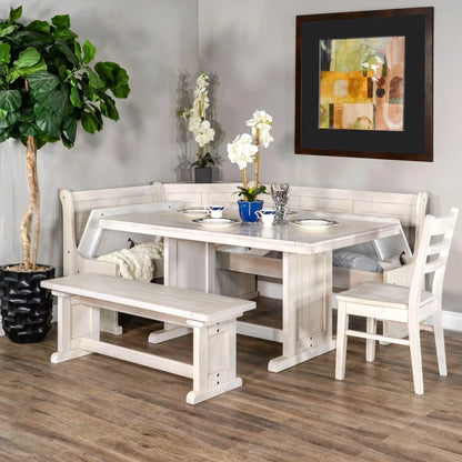 White Breakfast Nook Dining Set With Reversible Bench Storage Dining Table Sets Sideboards and Things By Sunny D